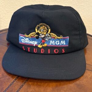 Vintage Disney MGM Studios Embroidery 80’s 90’s Black Snapback Cap One Size-USA